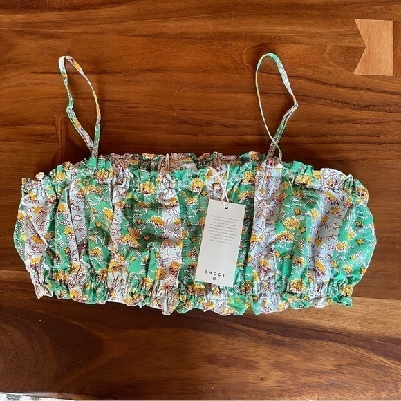 NWT RHODE x Target whimsical Green floral spaghetti Top crop size XXL - Picture 6 of 14